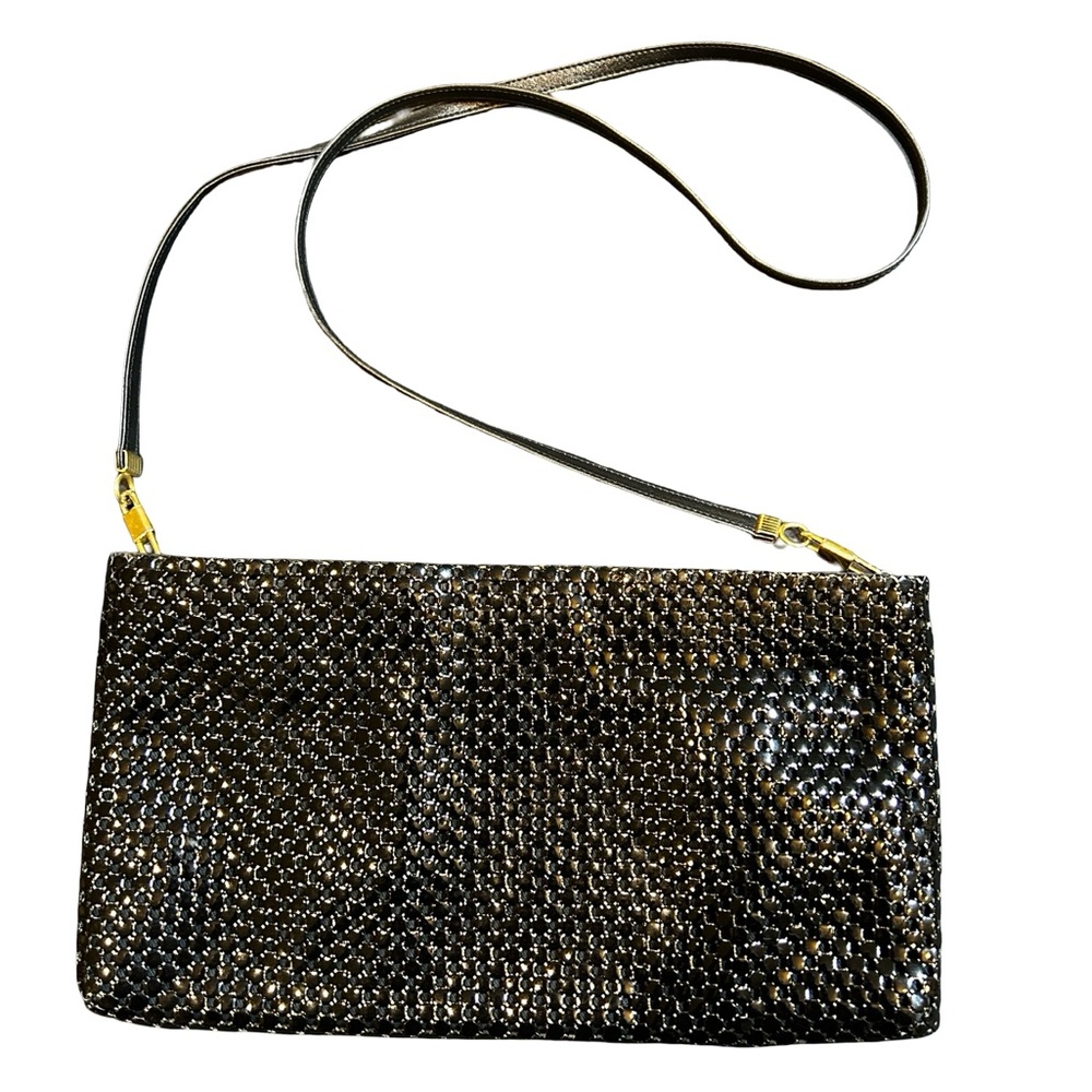 Whiting & Davis Black Sequin Crossbody Bag